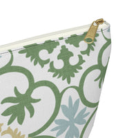 Portugal Tile Accessory Pouch w T-bottom in Green